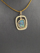 14KY Black Opal With Diamonds Pendant P129