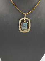 14KY Black Opal With Diamonds Pendant P129