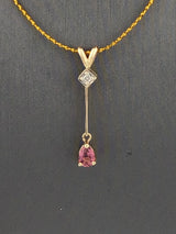 14KY Pink Sapphire+Diamond Pendant P136