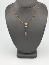 14KY Pink Sapphire+Diamond Pendant P136