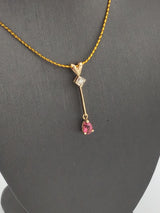 14KY Pink Sapphire+Diamond Pendant P136