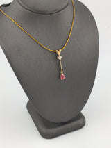 14KY Pink Sapphire+Diamond Pendant P136