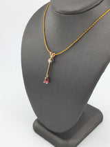 14KY Pink Sapphire+Diamond Pendant P136