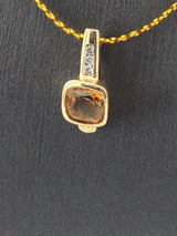 14KY Citrine+Diamond Pendant P137