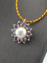 14KY Pearl With Tanzanite Halo P139