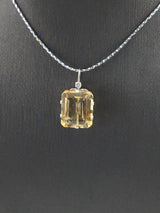 14KW Emerald Cut Citrine Pendant P141