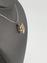 14KW Emerald Cut Citrine Pendant P141