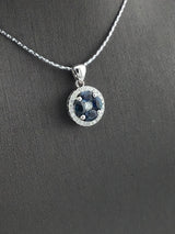 14KW Sapphire+Diamond Pendant P145