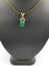 14KY EMerald+Diamond Pendant P151