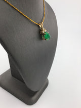14KY EMerald+Diamond Pendant P151