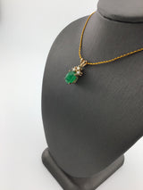 14KY EMerald+Diamond Pendant P151