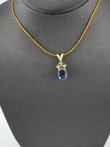 14KY Sapphire+Diamond Pendant P152