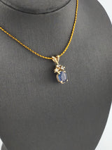 14KY Sapphire+Diamond Pendant P152