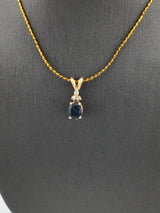 14KY Sapphire+Diamond Pendant P152