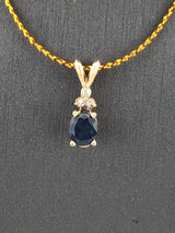 14KY Sapphire+Diamond Pendant P152