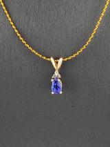 14KY Sapphire + Diamond Pendant P155
