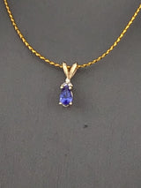14KY Sapphire + Diamond Pendant P155