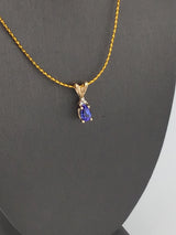 14KY Sapphire + Diamond Pendant P155