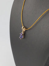 14KY Sapphire + Diamond Pendant P155