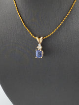 14KY Sapphire+ Diamond Pendant P157