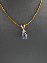 14KY Sapphire+ Diamond Pendant P157