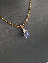 14KY Sapphire+ Diamond Pendant P157