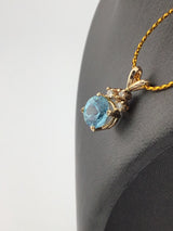 14KY Blue Zircon+Diamond Pendant P164