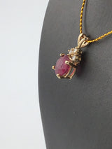 14KY Pink Tourmaline + Diamond Pendant P165