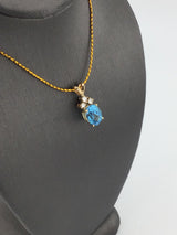 14KY Blue Topaz+ Diamond Pendant P180