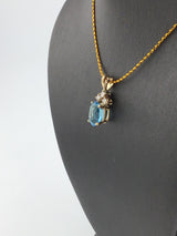 14KY Blue Topaz+ Diamond Pendant P180