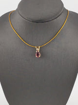 14KY Pink Tourmaline+ Diamond Pendant P183