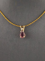 14KY Pink Tourmaline+ Diamond Pendant P183