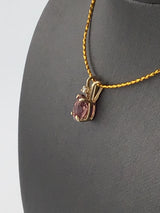 14KY Pink Tourmaline+ Diamond Pendant P183