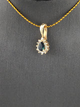 14KY Blue Sapphire With Diamond Halo P190