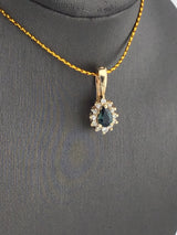 14KY Blue Sapphire With Diamond Halo P190