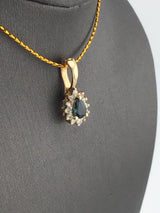14KY Blue Sapphire With Diamond Halo P190