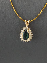 14KY Green Tourmaline With Diamond Halo Pendant P191