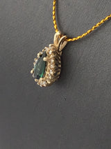 14KY Green Tourmaline With Diamond Halo Pendant P191
