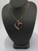 14KY Ruby+CZ Heart Pendant P212