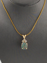 14KY Opal + Diamonds Pendant P217