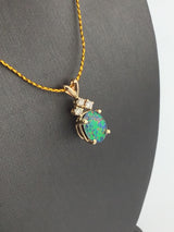 14KY Opal + Diamonds Pendant P217