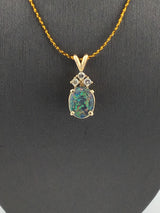 14KY Opal + Diamonds Pendant P217