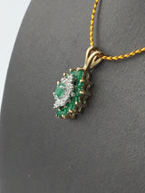 14KY Diamond + Emerald Cluster Pendant P238