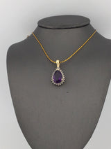 14KY Amethyst + Diamond Halo P254