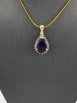 14KY Amethyst + Diamond Halo P254