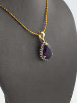 14KY Amethyst + Diamond Halo P254