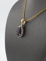 14KY Amethyst + Diamond Halo P254