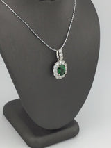 18KW Tsavorite+Diamond Pendant P274
