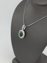 18KW Tsavorite+Diamond Pendant P274