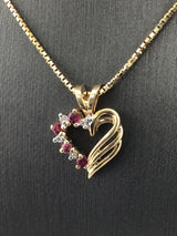 14KY Ruby+Diamond Heart P276